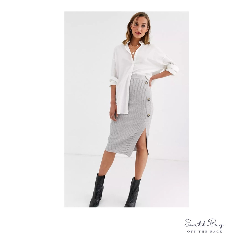 NWT River Island knitted skirt with button detail in gray Size EUR 34